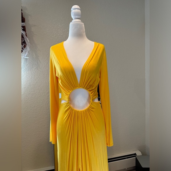 Sid Neigum Cutout Yellow Ring Dress Size Small - Picture 8 of 12